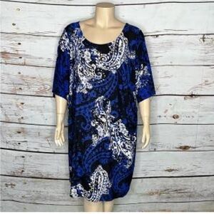 Avenue Navy and Ivory Paisley Dress size 18/20 NWT